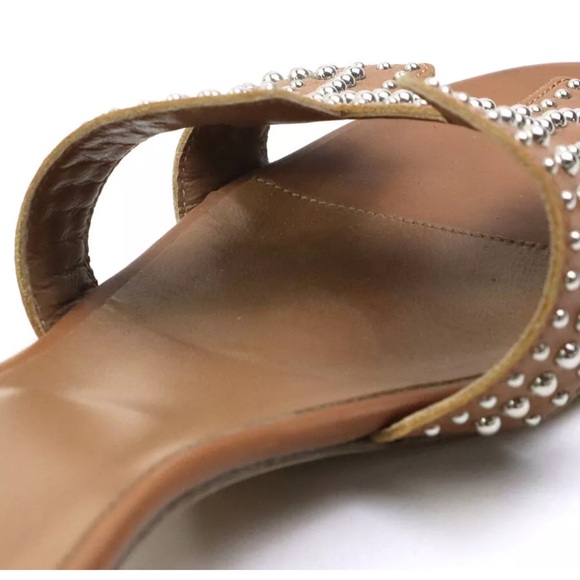 Authentic HERMES Sandals Brown Leather/Silvertone size 7 - Picture 7 of 9